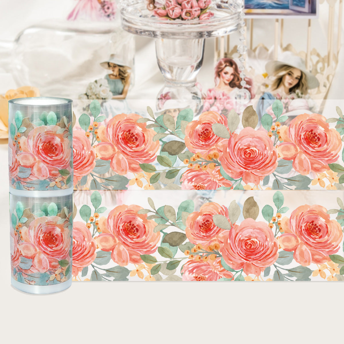 0713 Pink Flower Vine PET tape -5cm*2m