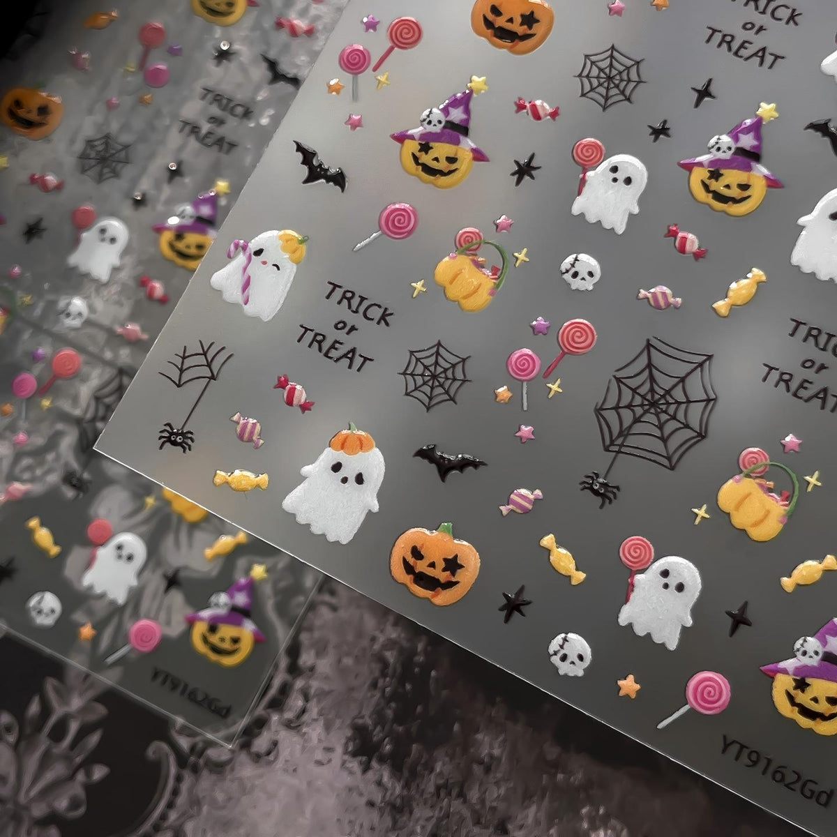 M337- Halloween Ghost Pumpkin Embossed Mini sticker 1 Pcs