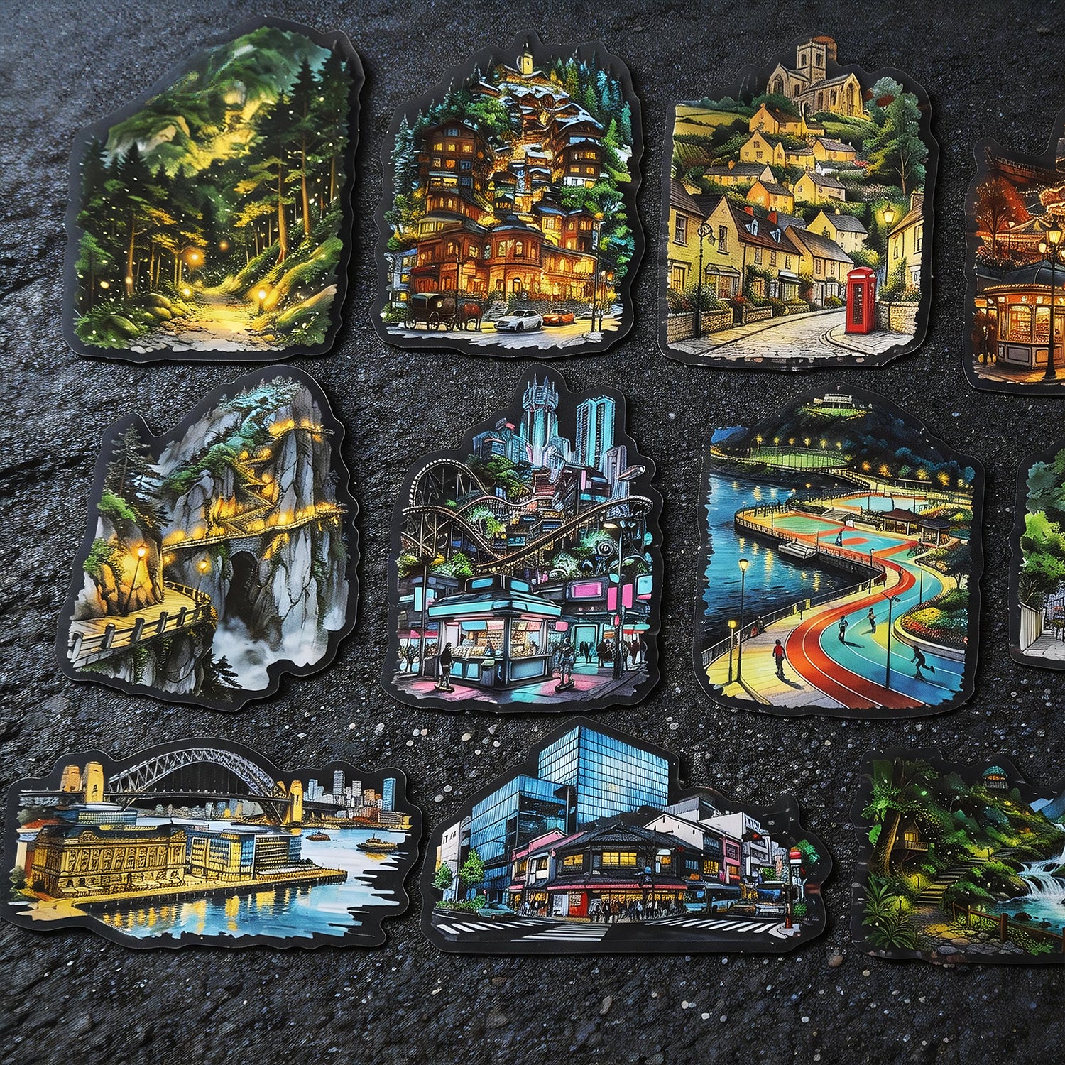 Light Up The Long Dark Night PET Stickers -12Pcs each pack