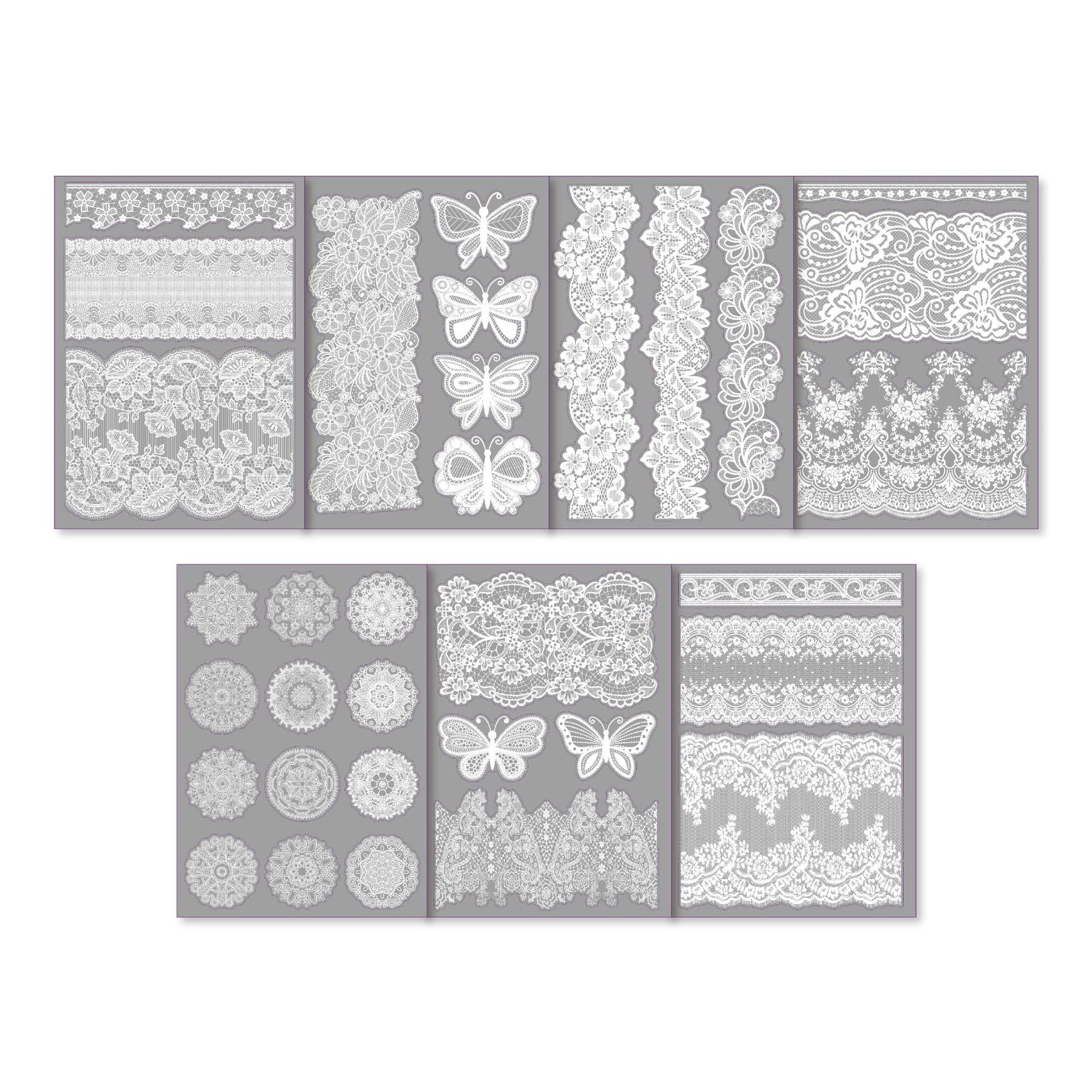 White lace stickers, 7 sheets per pack, 14.8*10.5cm