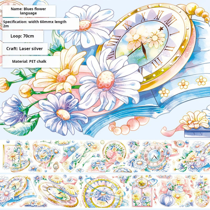 T-113- Blues flower language PET tape -6CM*2M