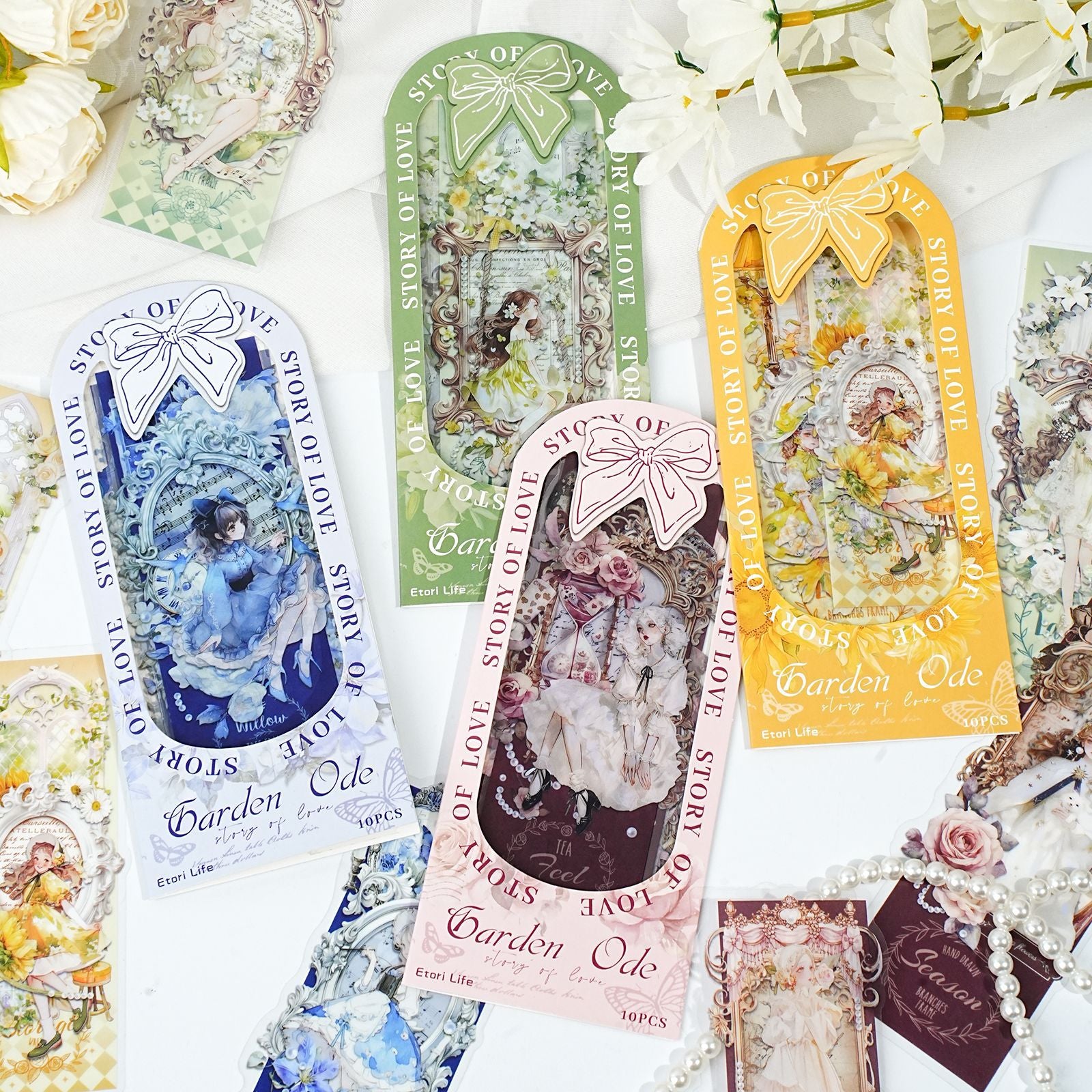 0530 Garden girl PET Sticker -10Pcs each pack