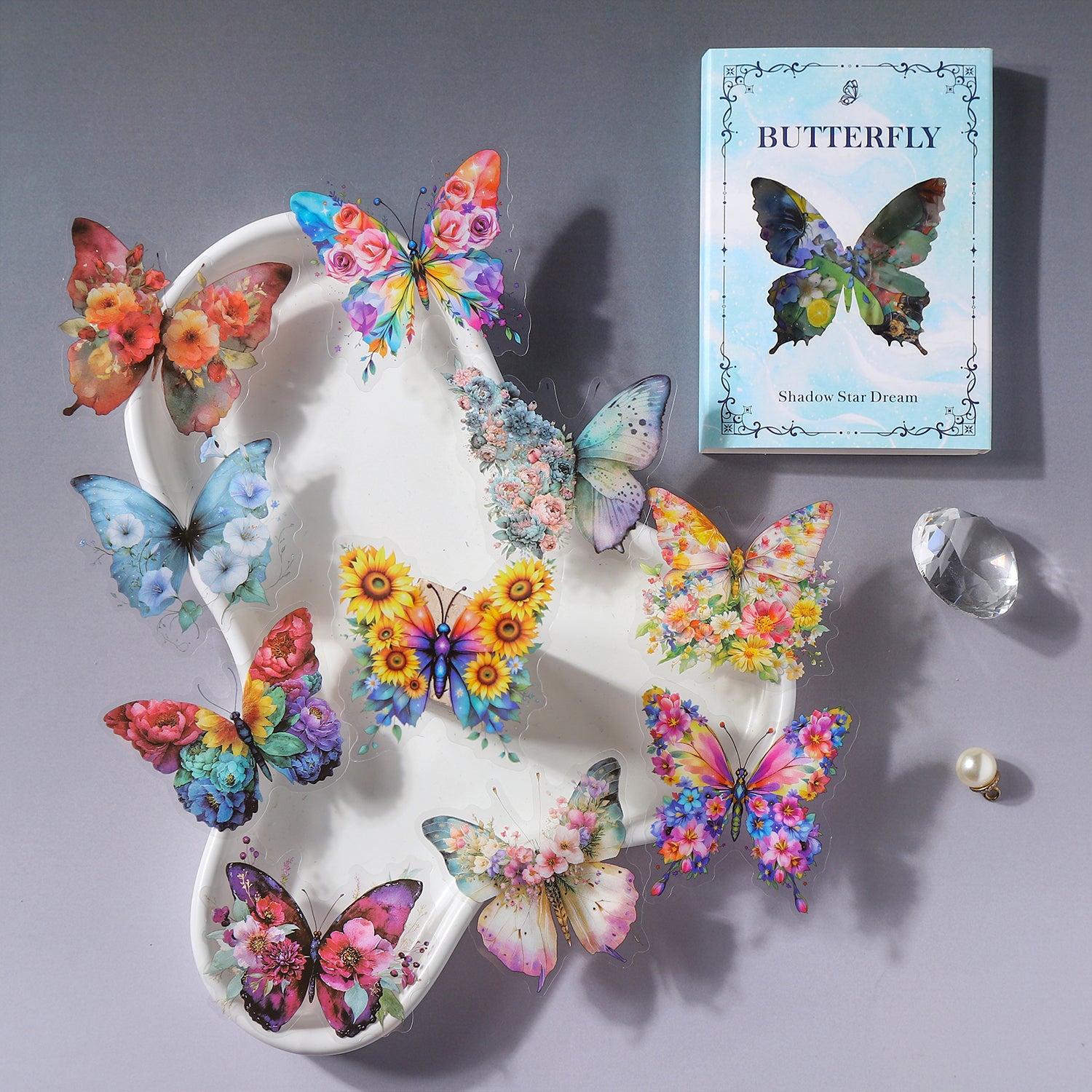 Butterfly Shadow Star Dream PET Boxed Sticker -50Pcs each pack
