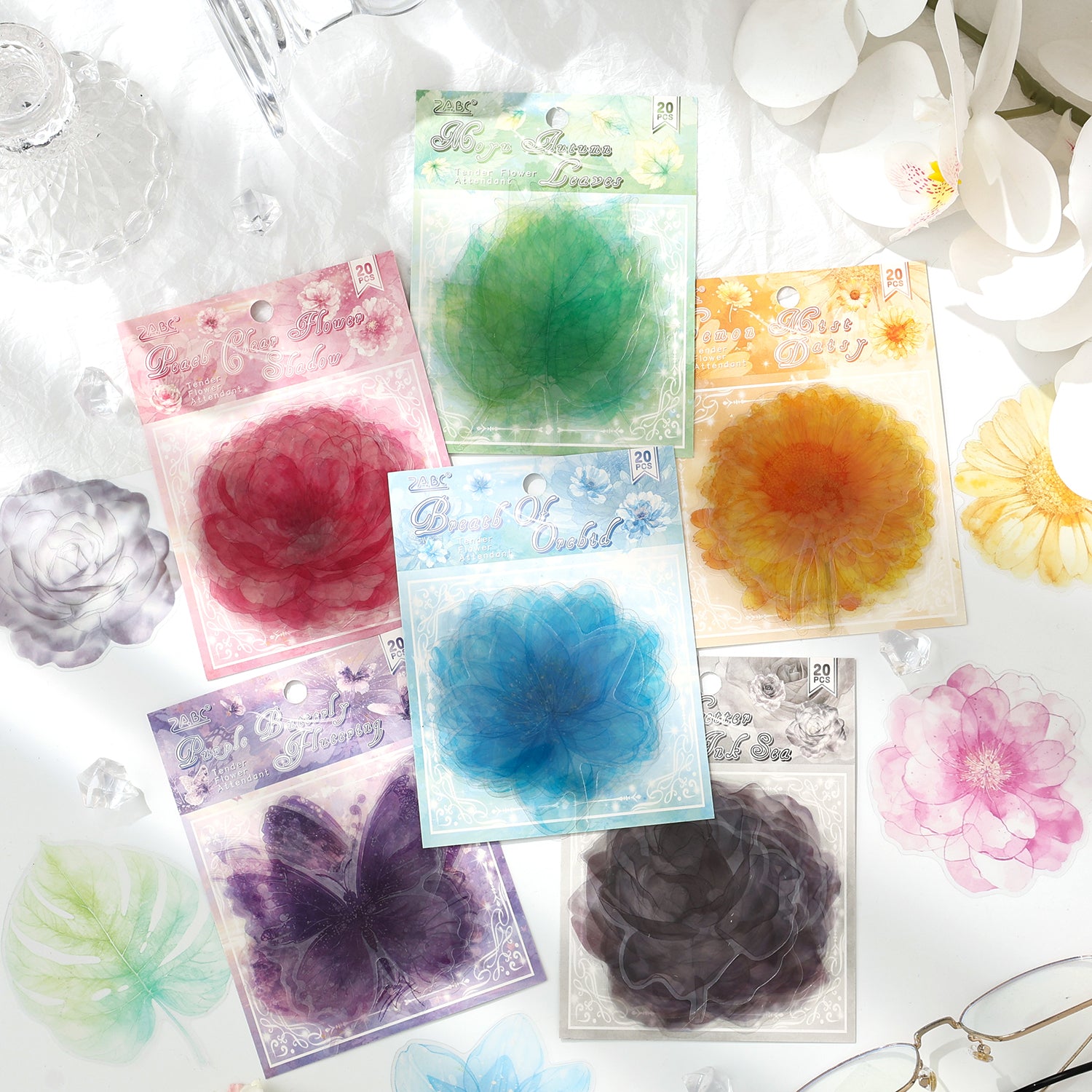 Flowers PET sticker -20Pcs each pack