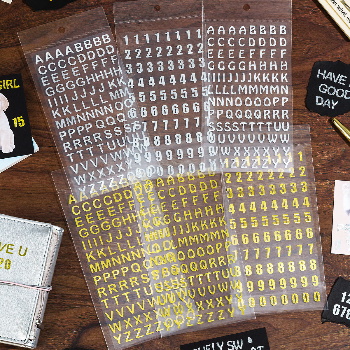 Gold / silver number, letter sticker -1Pcs each pack