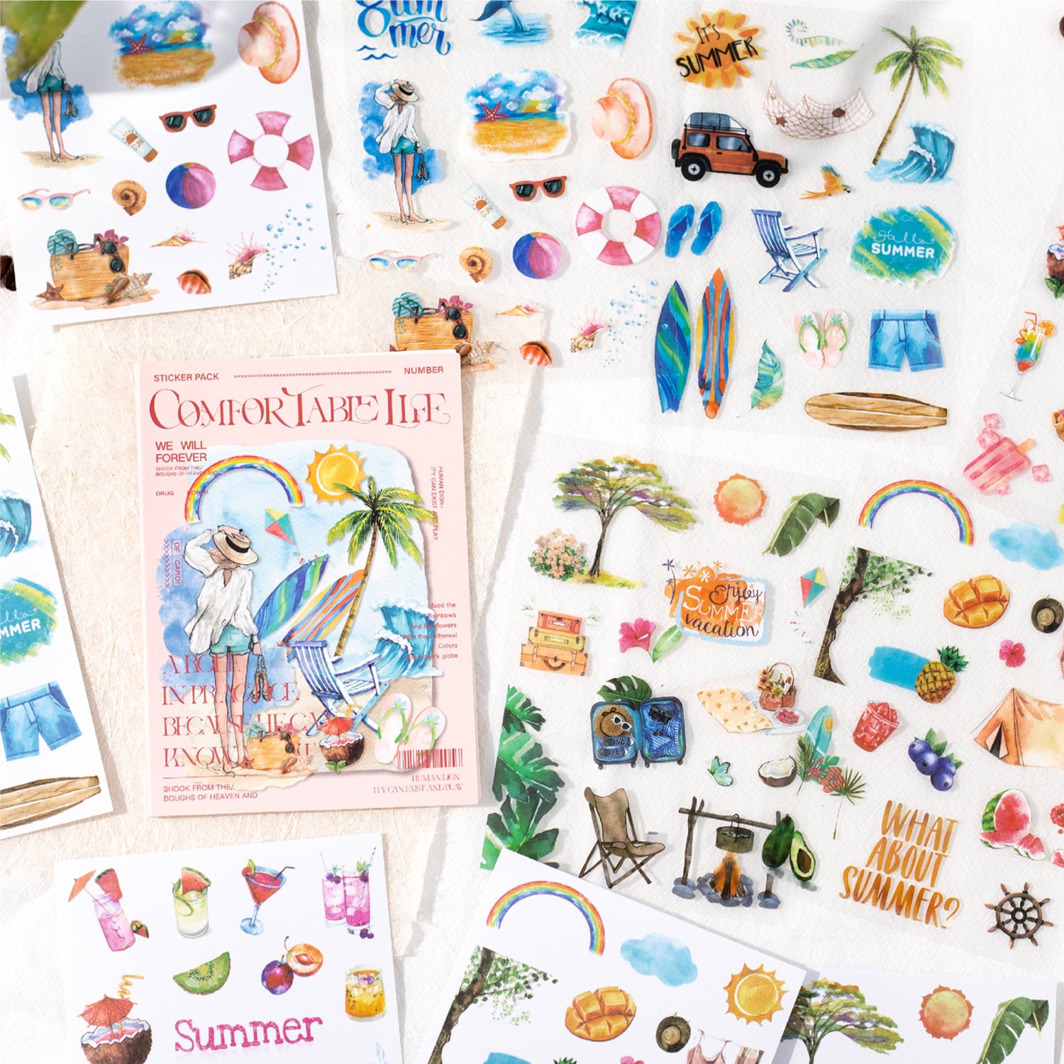 0506 Comfortable life PET & Washi Stickers -10Pcs each pack