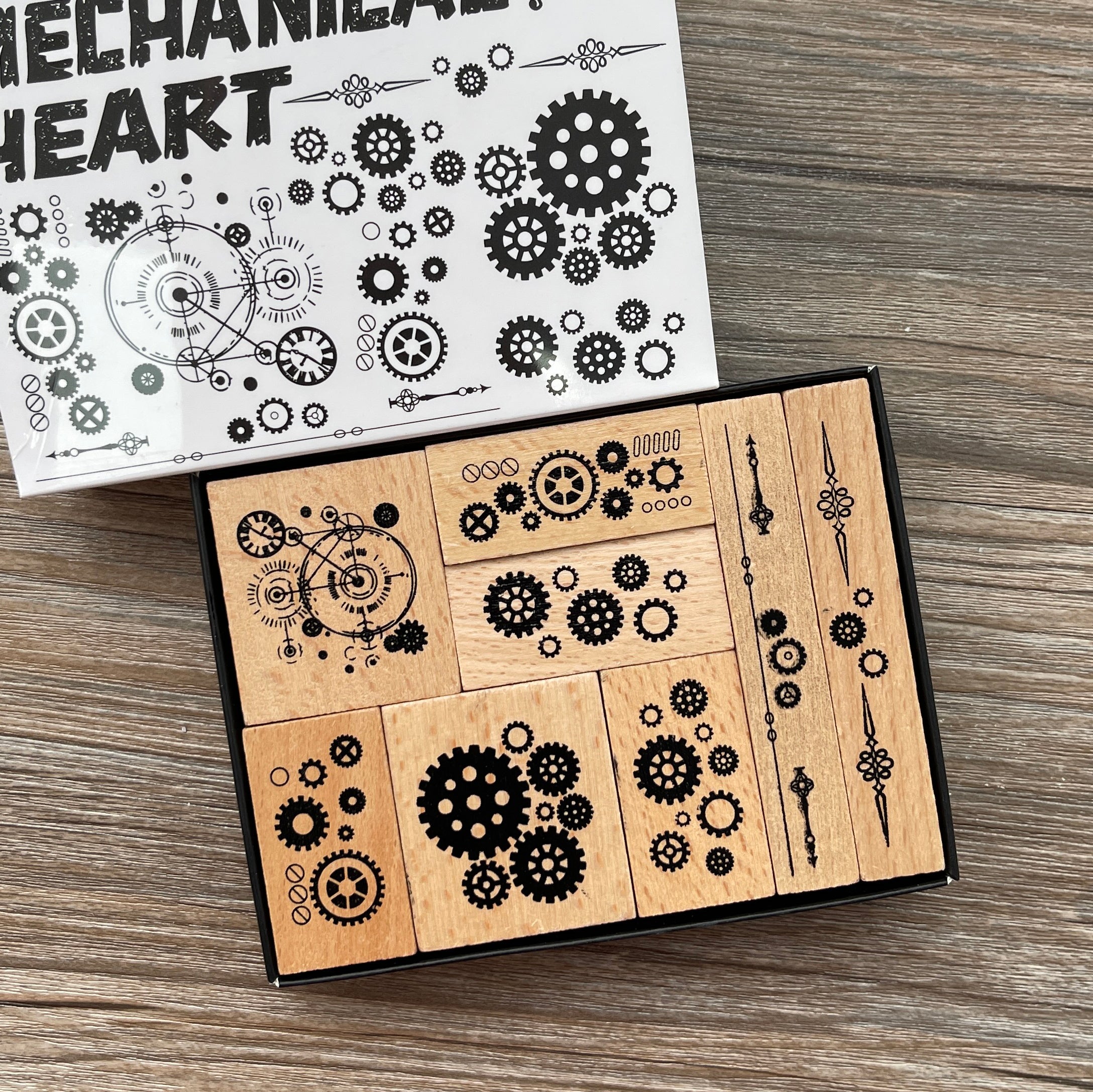 0704 Gears Wooden Stamp Set