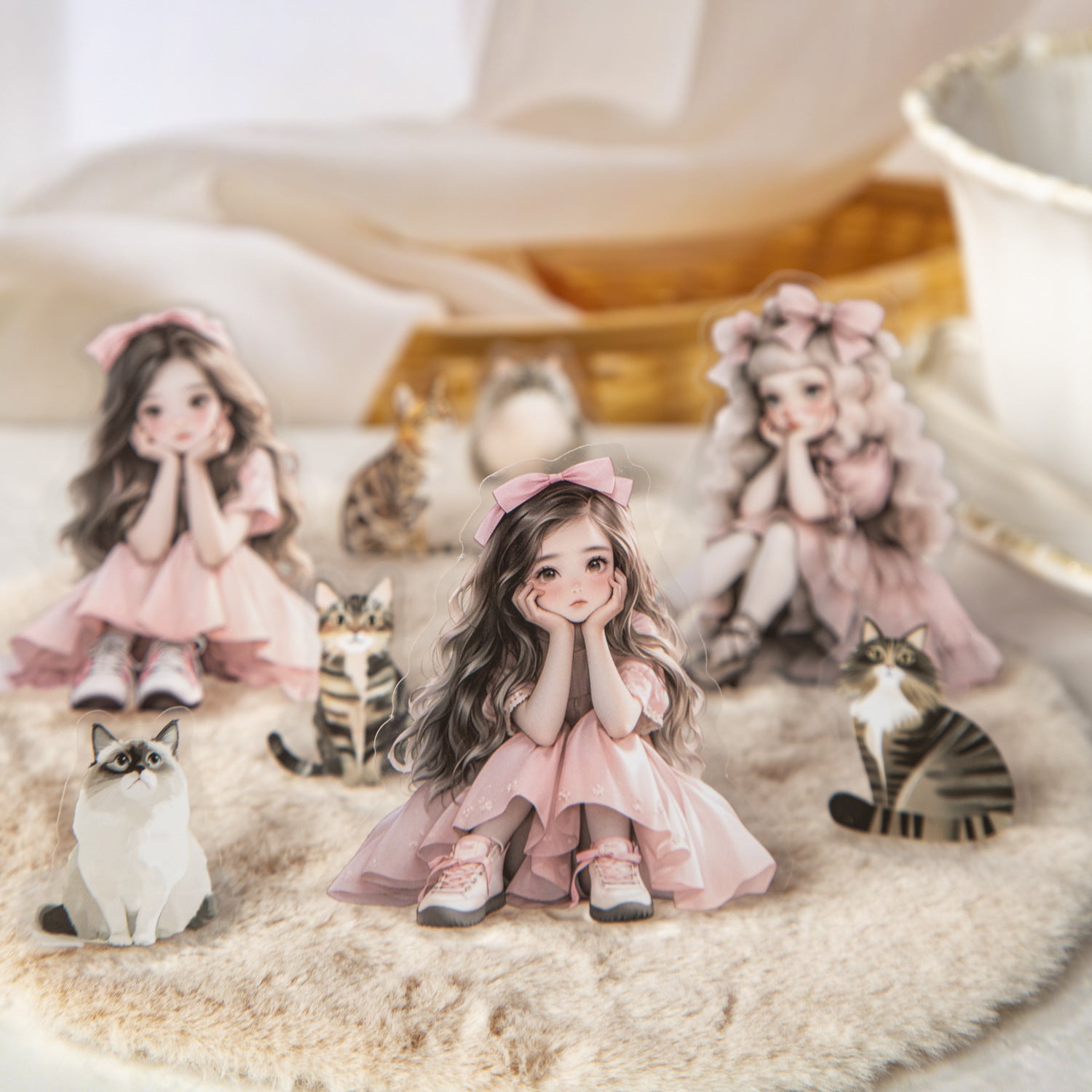 0423 Girl and Cat Series Sticker-50Pcs each pack