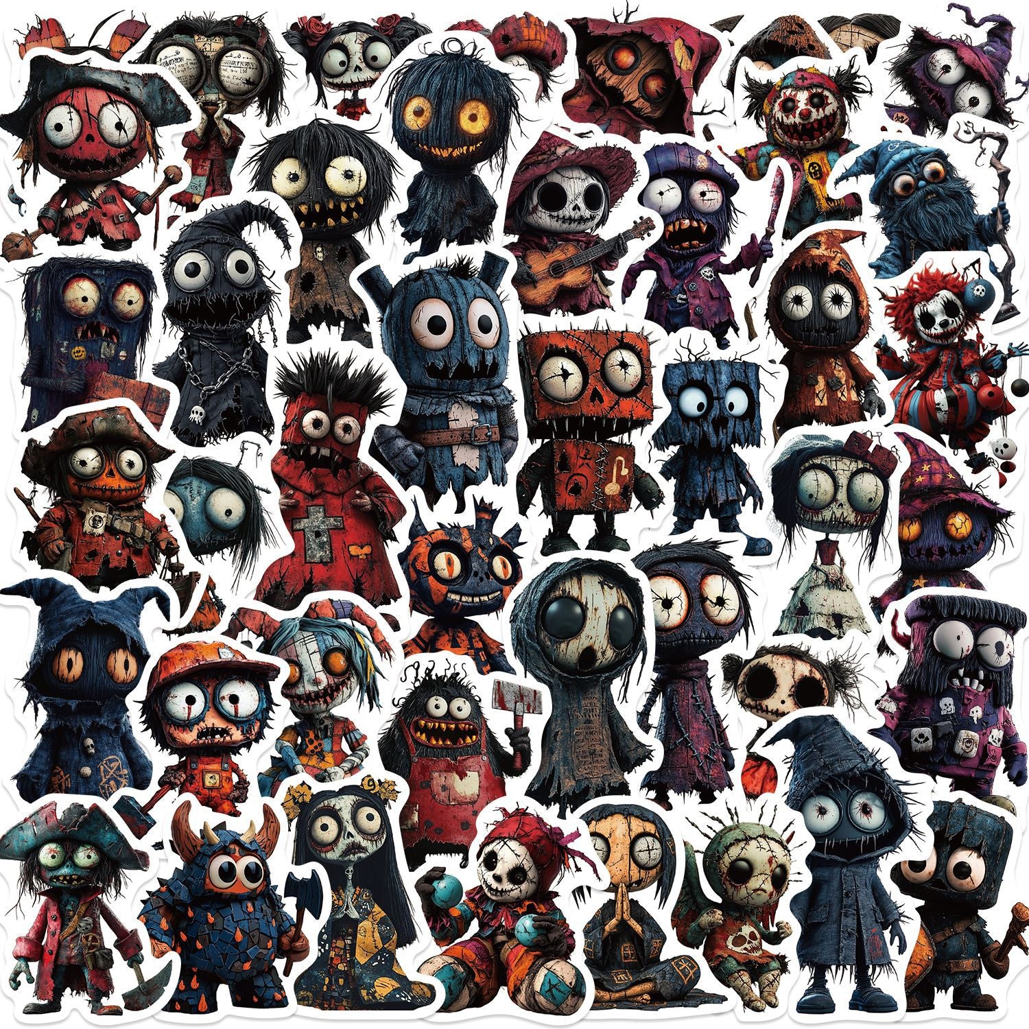 0819 50 Dark doll Stickers solid with white border