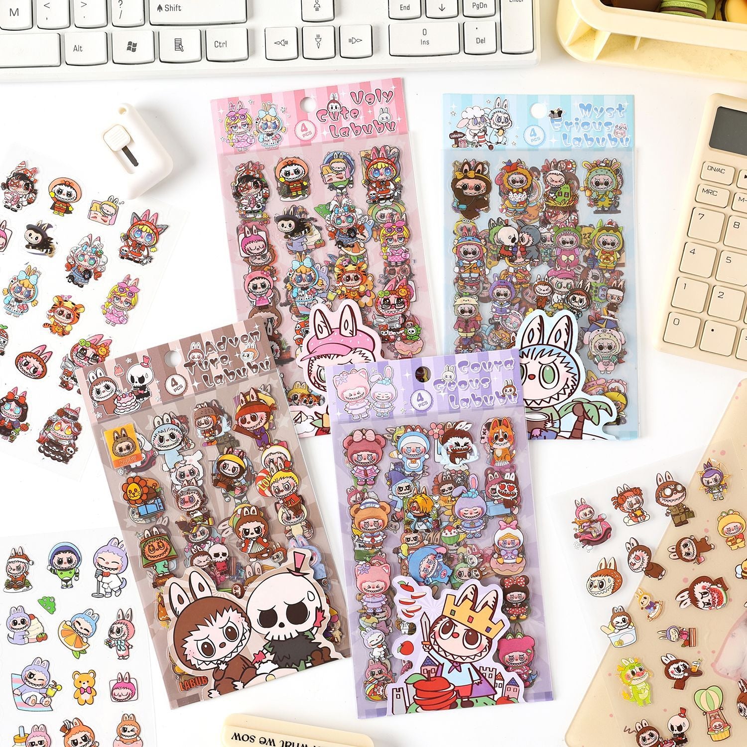 0810 Labubu PET Sticker -4Pcs each pack