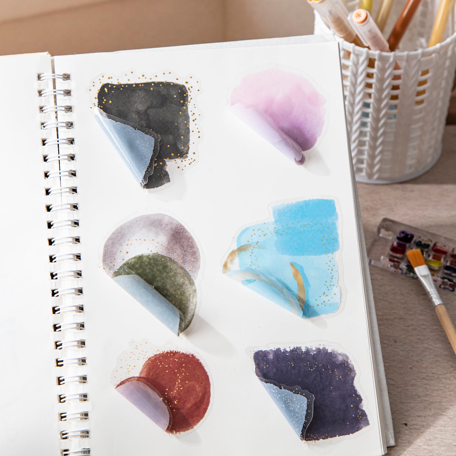 0812 Watercolor smudge PET Sticker -10Pcs each pack