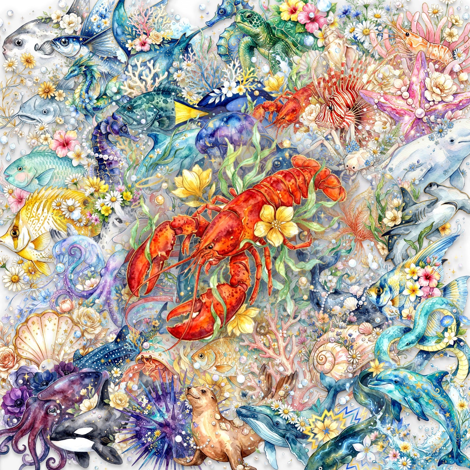 260506 50 Floral Marine Life PET Sticker