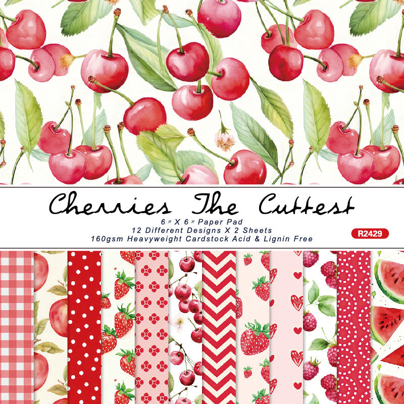 Cherries The Cuttest Background Paper R2429 -24Pcs each pack