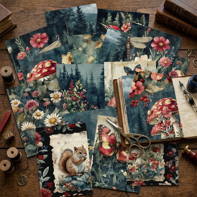 Vintage Plants and Animals Cardstock (14.4 × 10.5 cm) -16Pcs each pack
