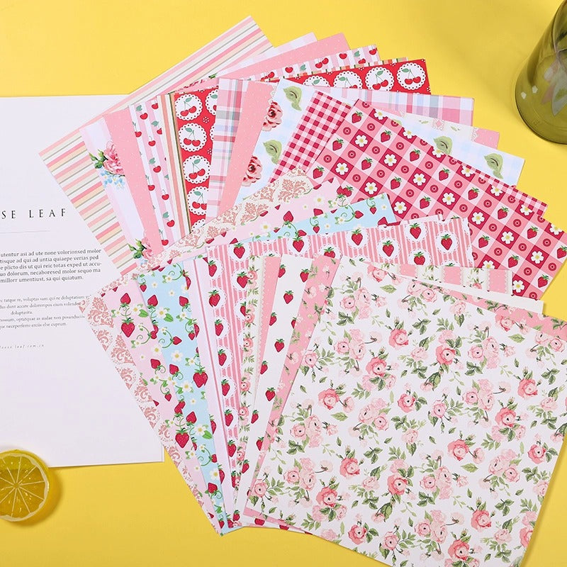 0722 Pink and Strawberry background paper -20Pcs each pack