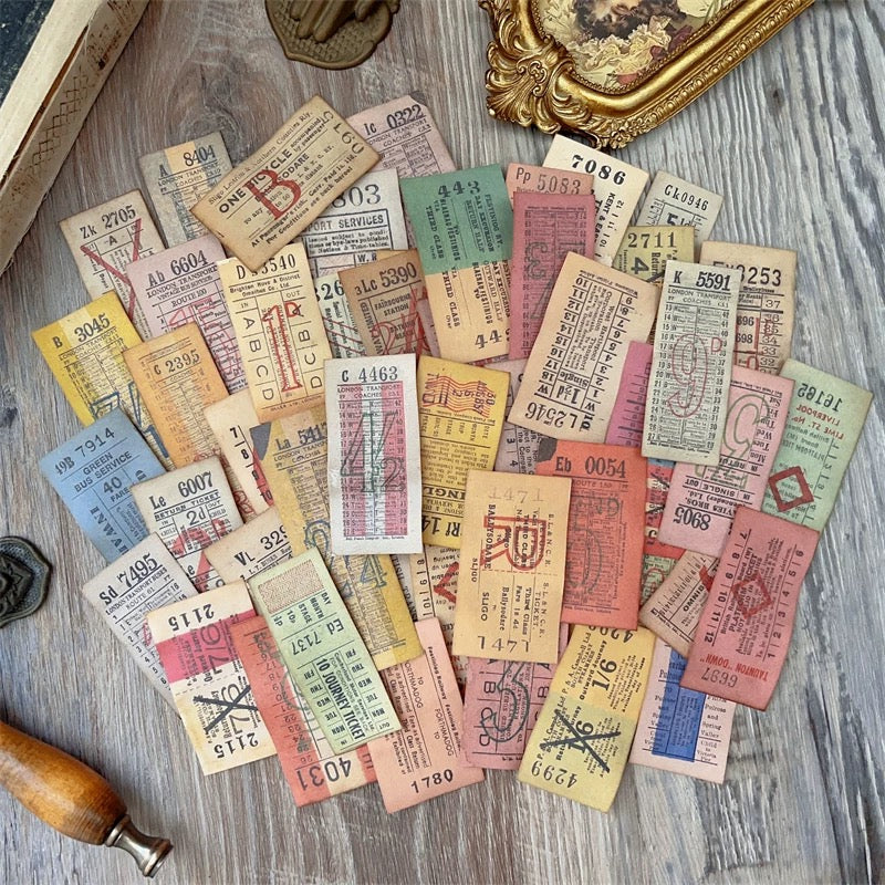 Hand-dyed vintage tickets -52Pcs each pack