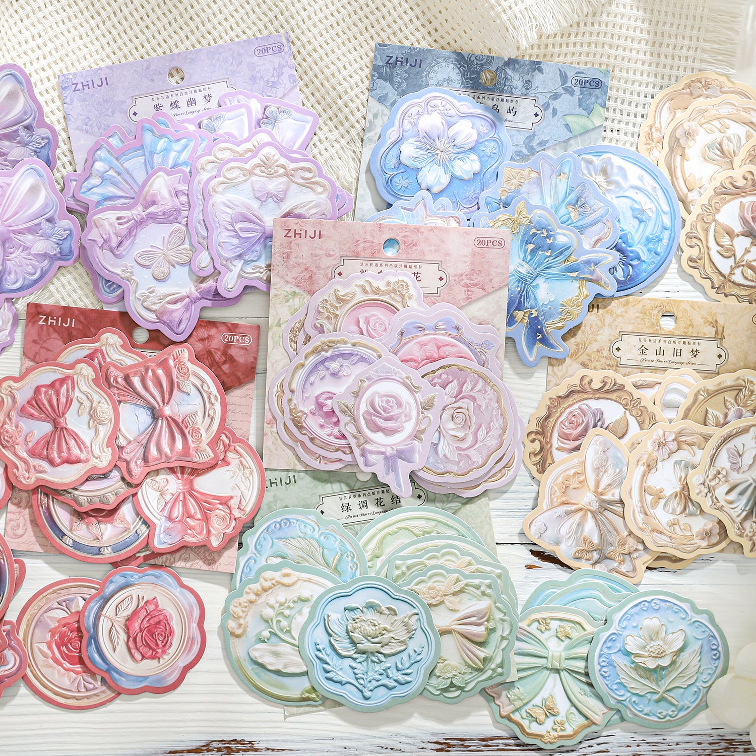0412 Revival flower language feries Series Embossed Sticker -20Pcs each pack