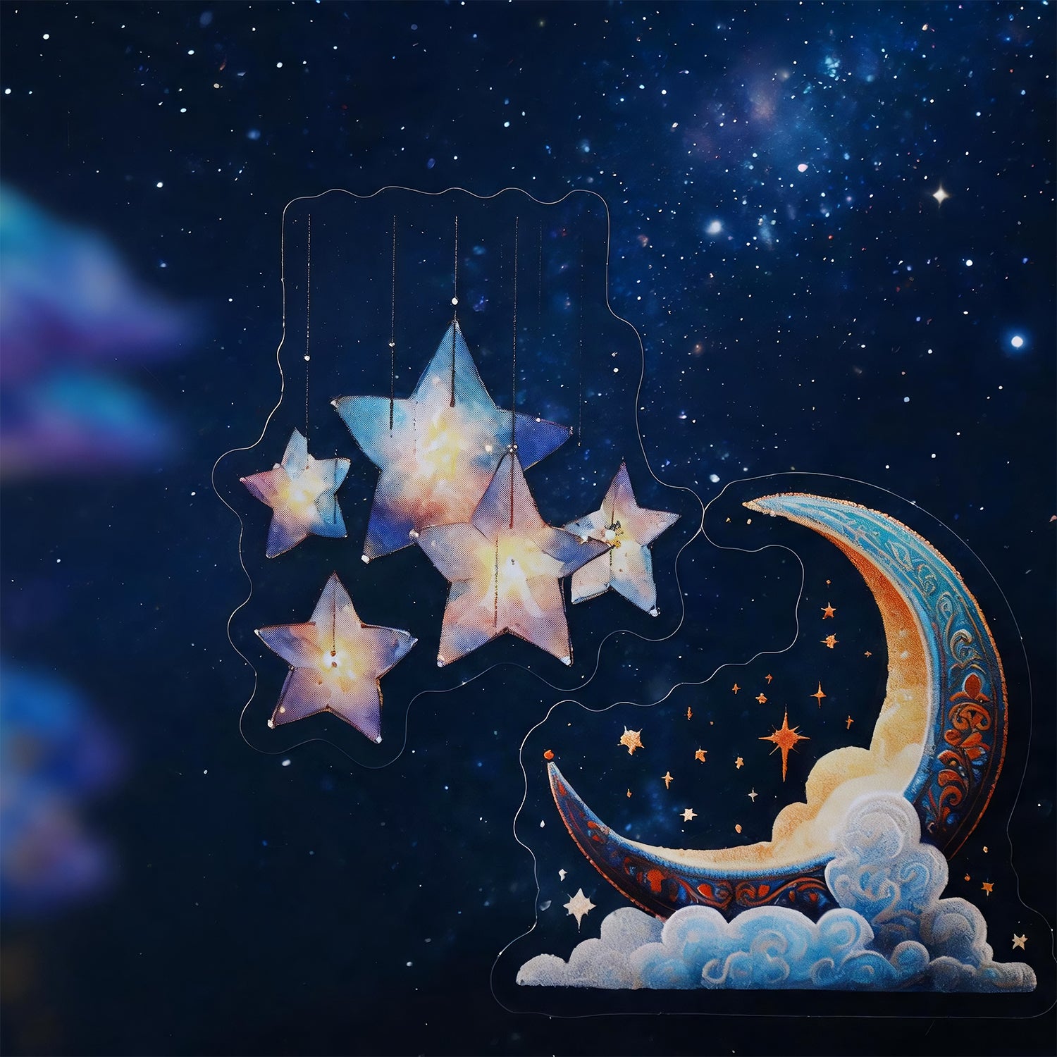 Clouds, Moon and Stars PET Stickers -16Pcs each pack