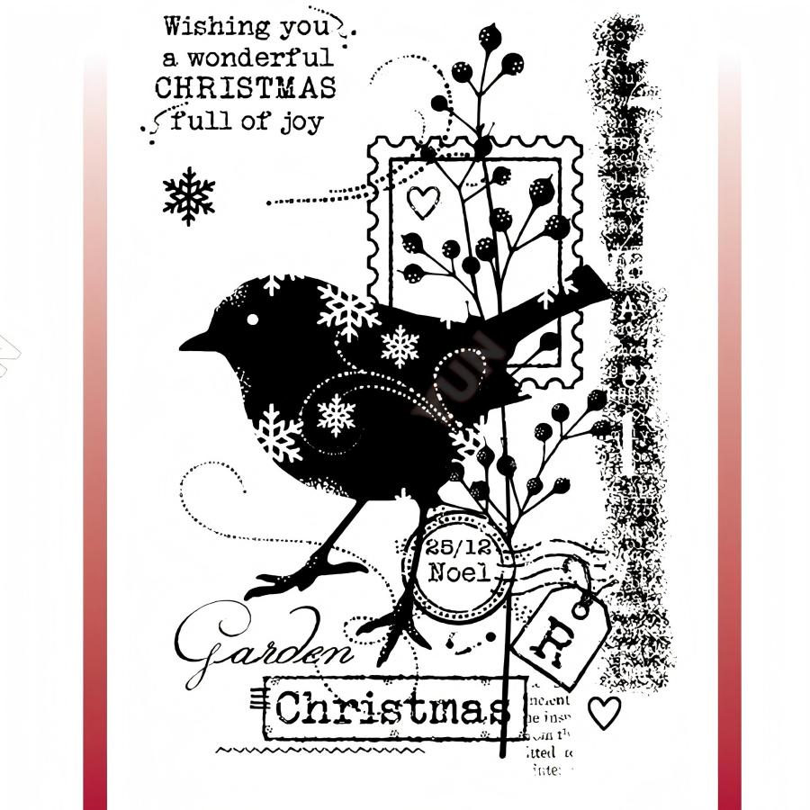 Christmas Little Birds Forest background Stamp (10 x 150 cm)