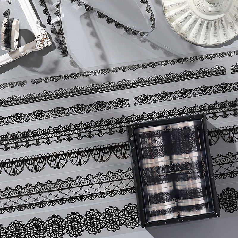 0517 Black lace PET Tape Set 8 rolls