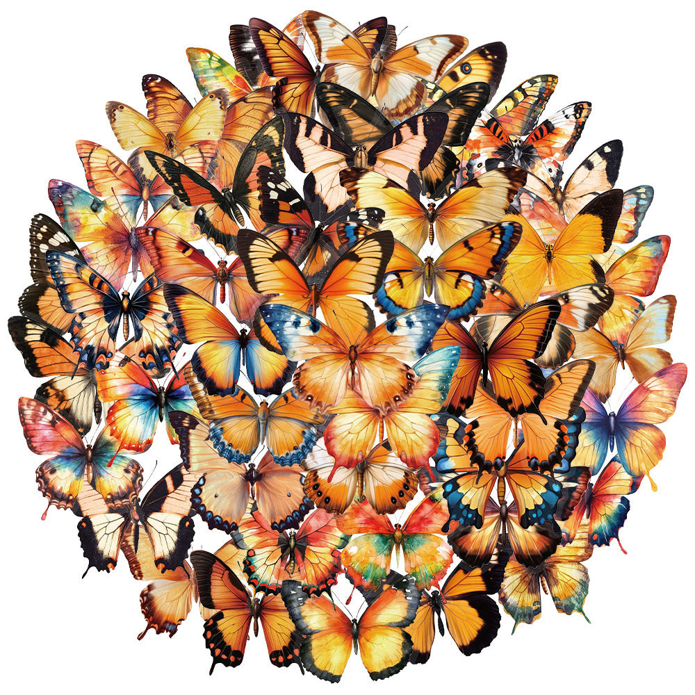 0508 50 Orange Butterfly PET stickers