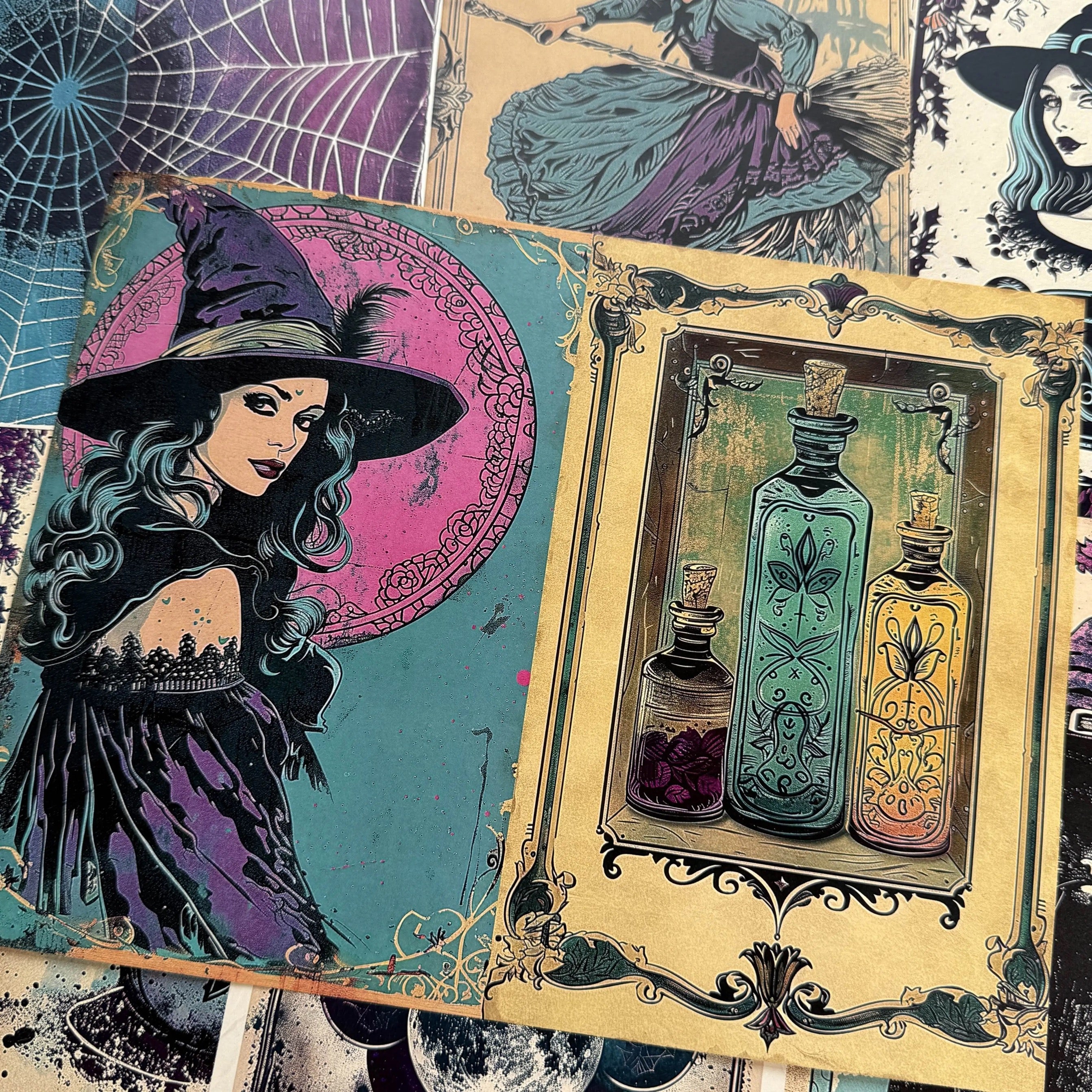 A4 size Gothic Witch Style Paper 9 pcs