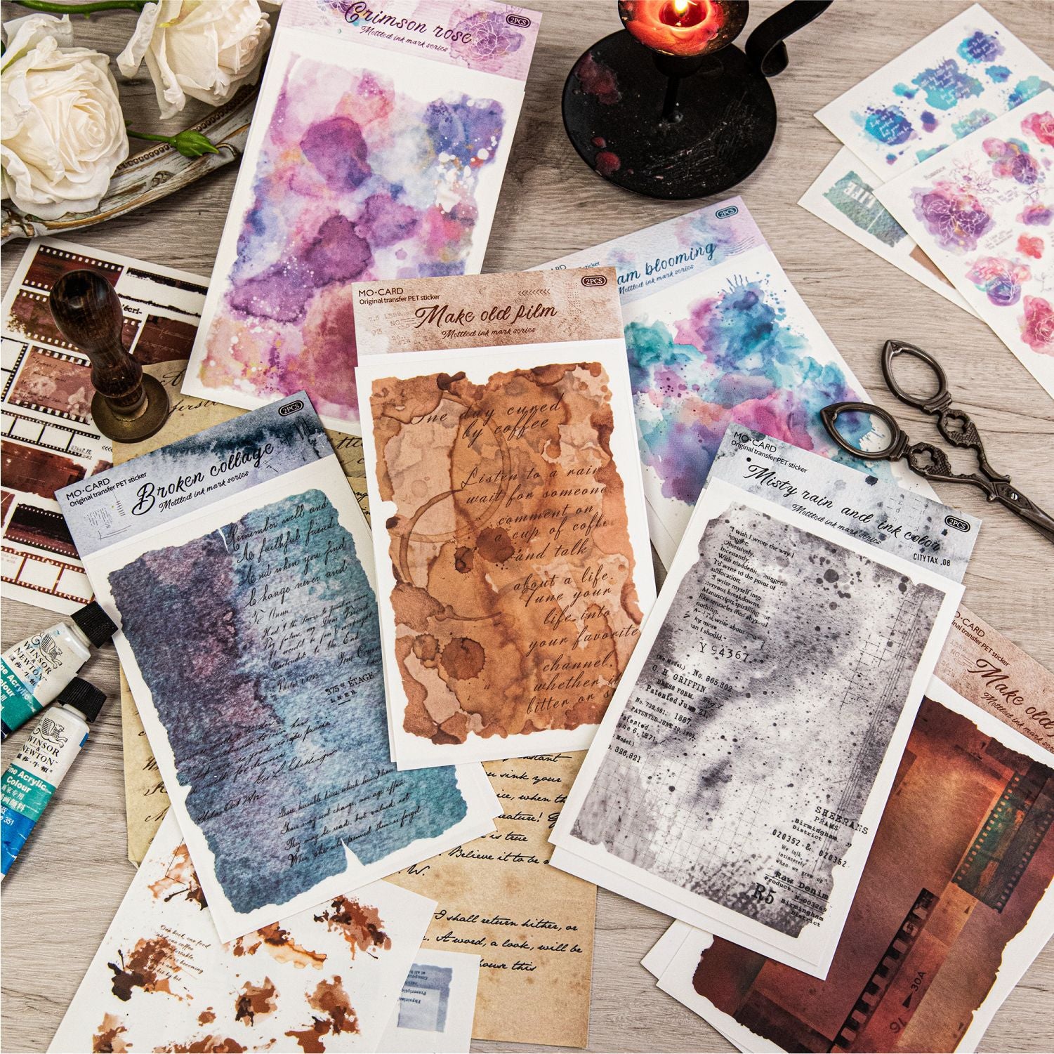 0412 Mottled ink mark Series transfer Sticker -2Pcs each pack