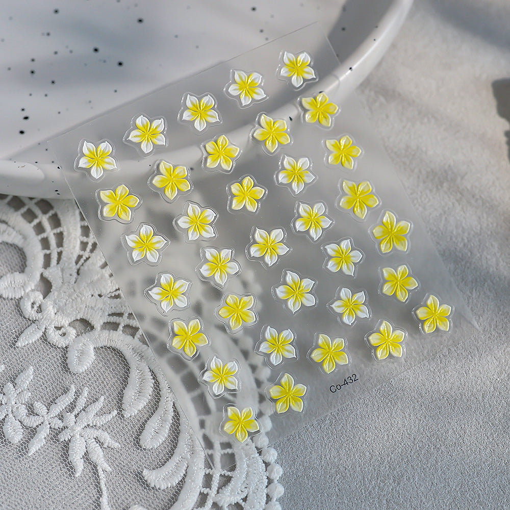 0728 M169- Yellow flower Embossed Mini sticker 1 Pcs