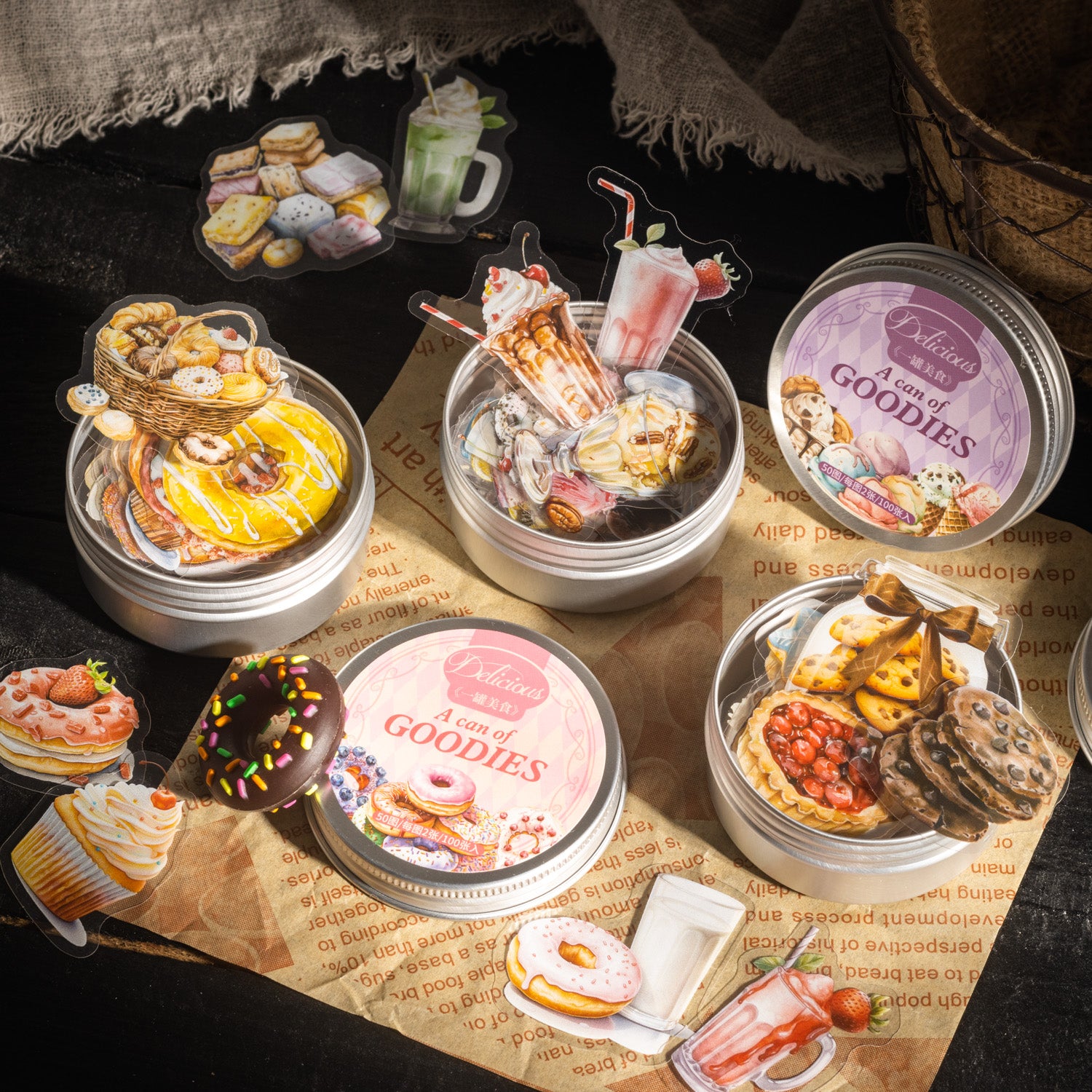 0324 A can of goodies Series Sticker -100Pcs each pack