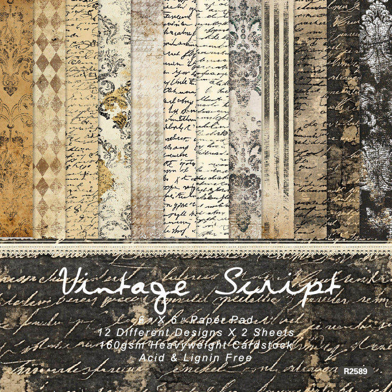 1115 Vintage script background paper R2589 -24Pcs each pack