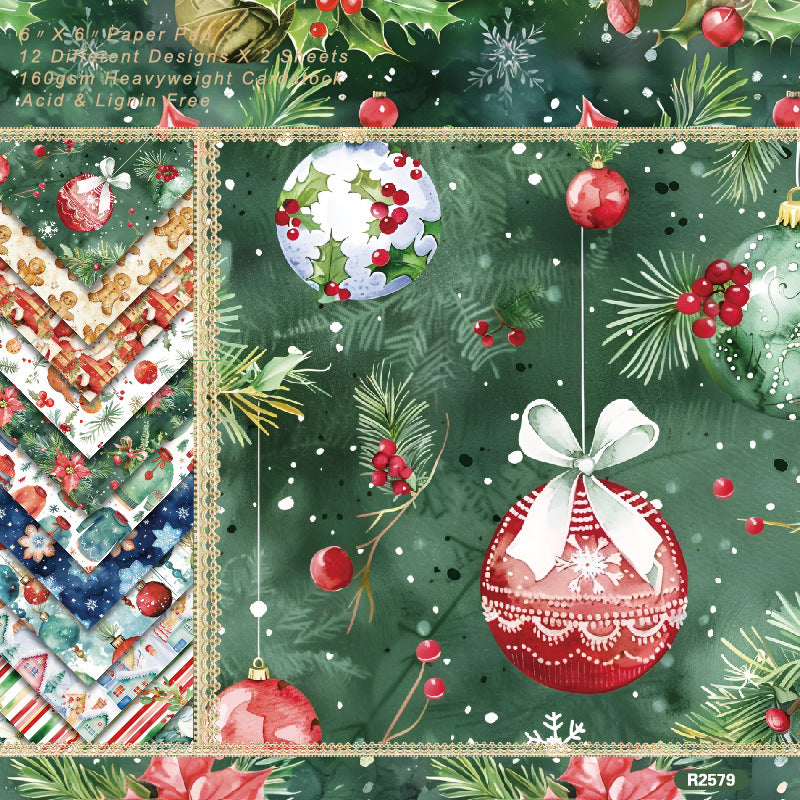 0914 Christmas background paper R2579 -24Pcs each pack