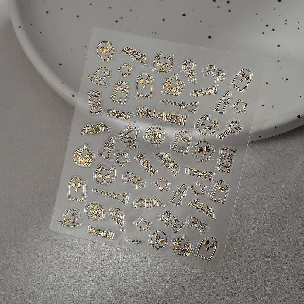 M350- Golden Halloween Embossed Mini sticker 1 Pcs