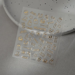 Golden Halloween mini stickers close-up