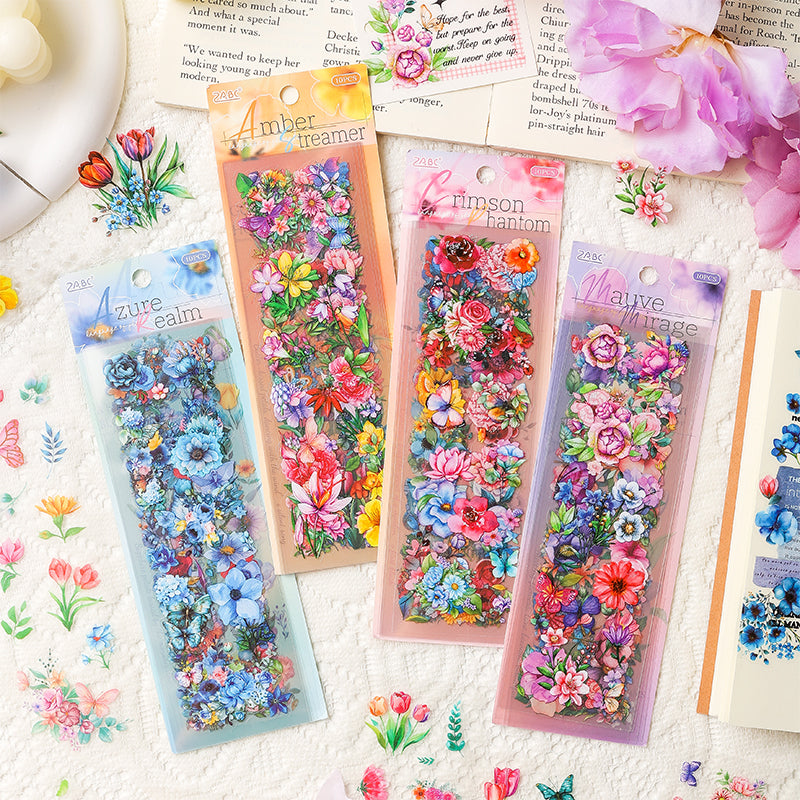 0619 Flower precut PET Sticker -10Pcs each pack
