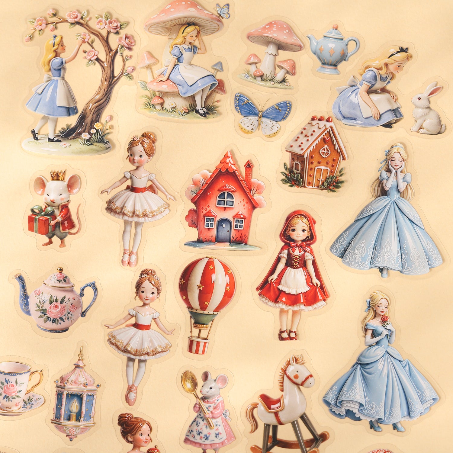 Glazed Fairy Tale PET Stickers -30Pcs each pack