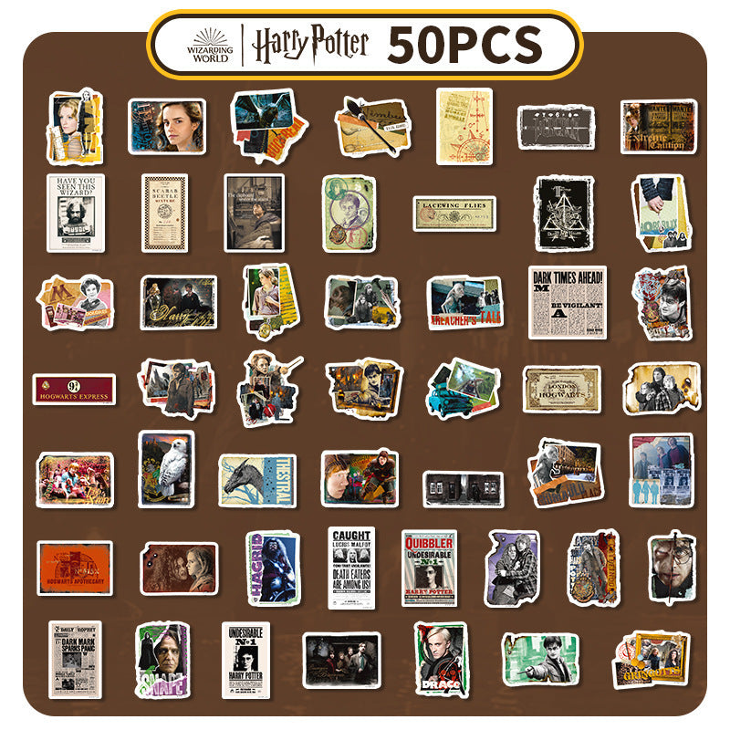 50 Character poster Stickers solid with white border