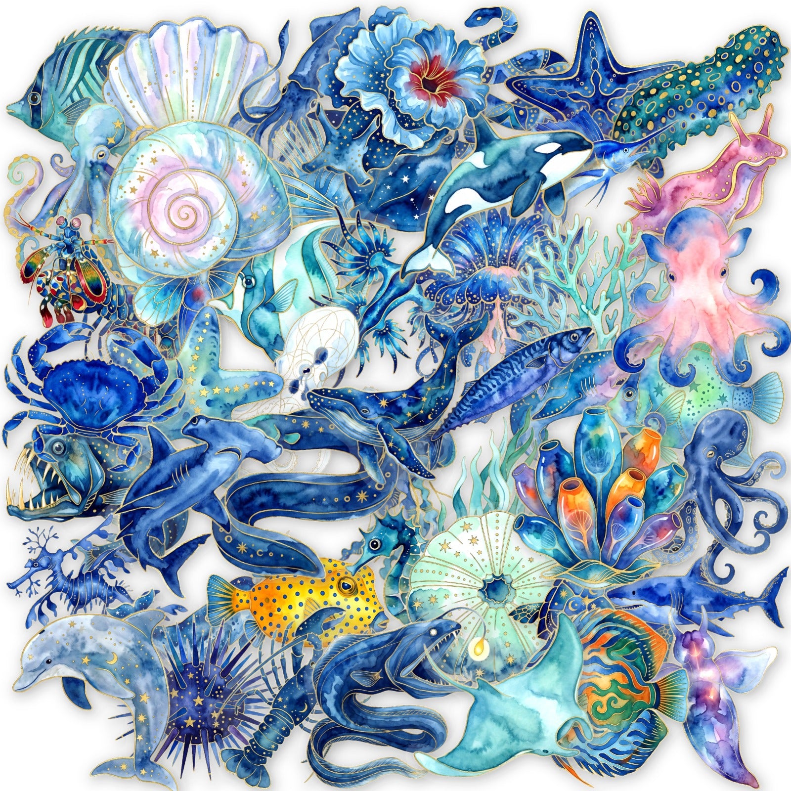 50 Marine life PET Sticker