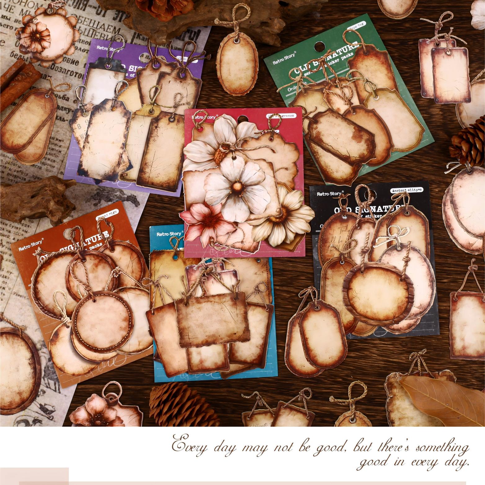 0701 Old label cardstock sticker -16Pcs each pack