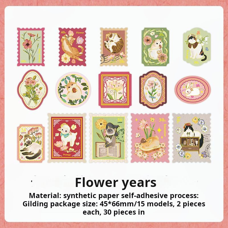 S-23- Lace Tea Party Series Sticker-15Pcs ĉiu pako