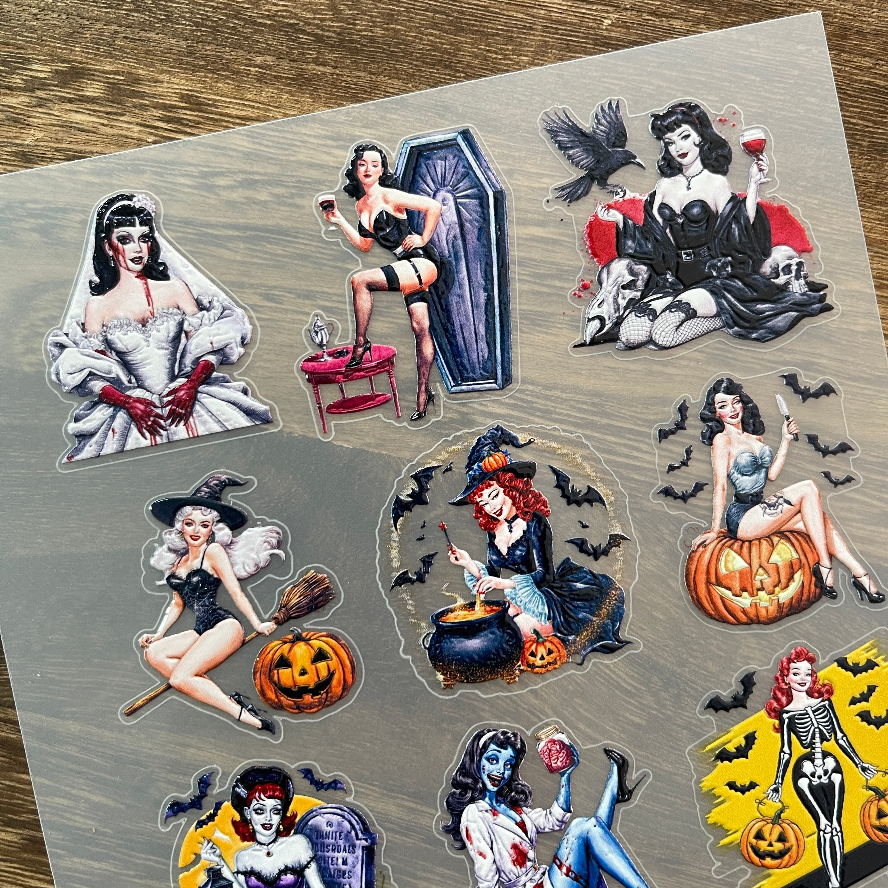 3D Spooky party lady PET Stickers 1pcs