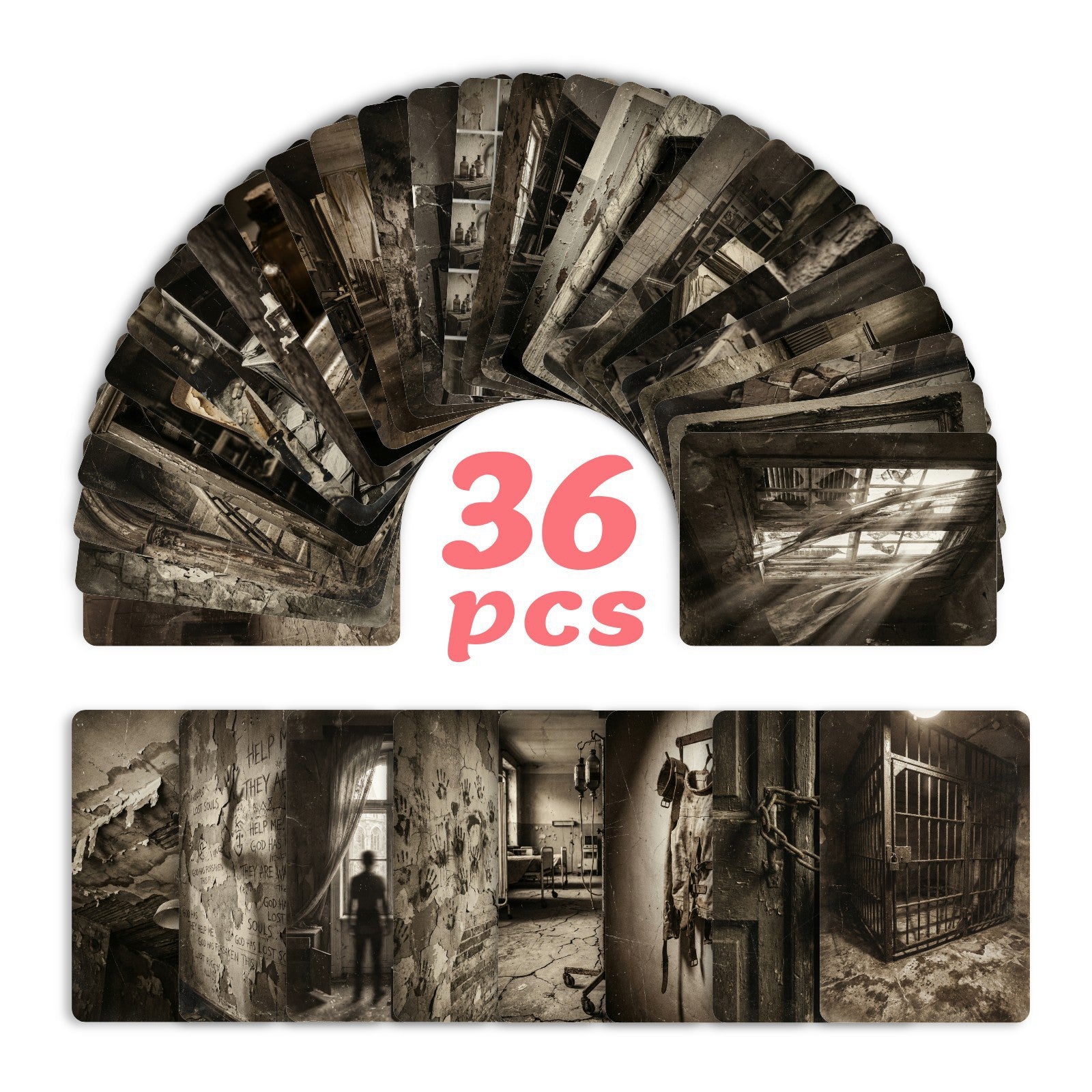 Black Gothic Style Terror Hospital Cardstock 36pcs 2.36*3.5 inch