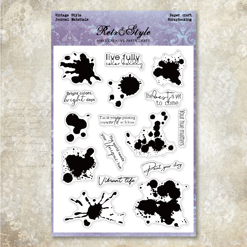 Vintage Ink Marks and Short Sentences background Stamp (15 x 20 cm)