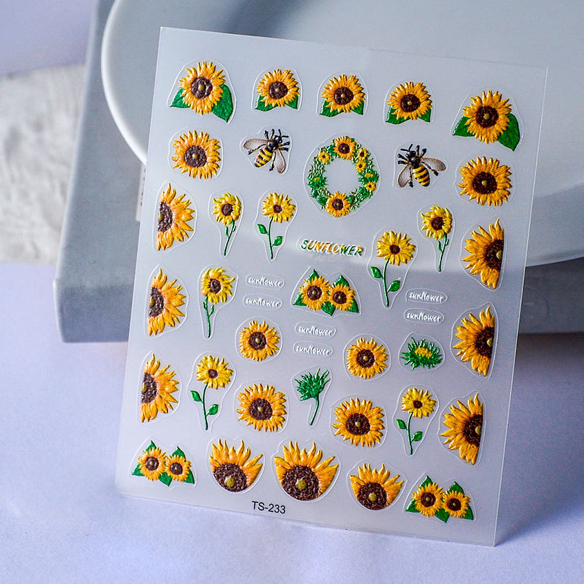 0919 M219- Sunflower Embossed Mini sticker 1 Pcs