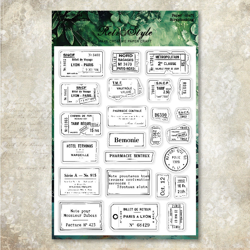 Vintage Tickets background Stamp (15 x 20 cm)