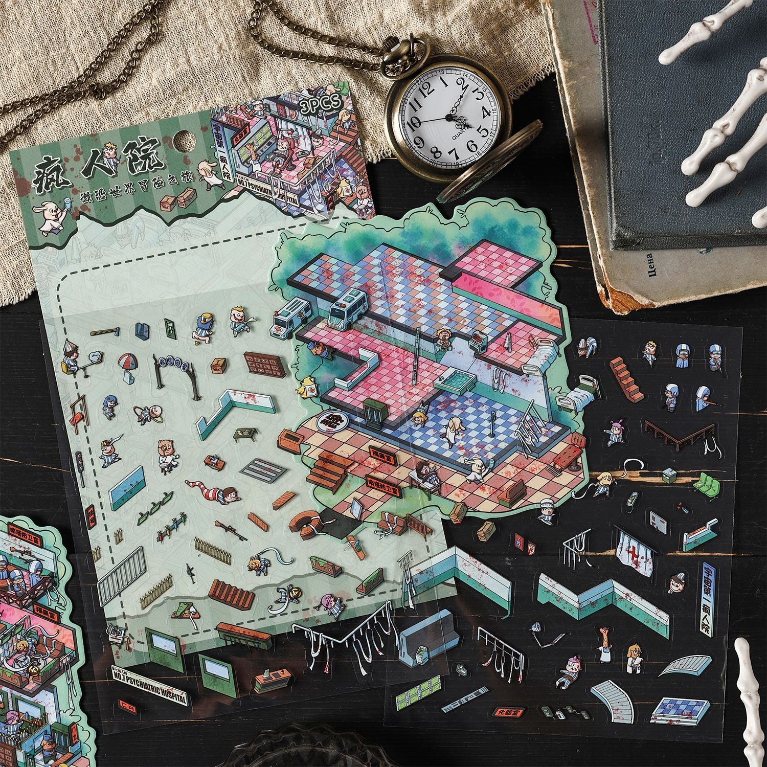 Adventure trip scene stickers