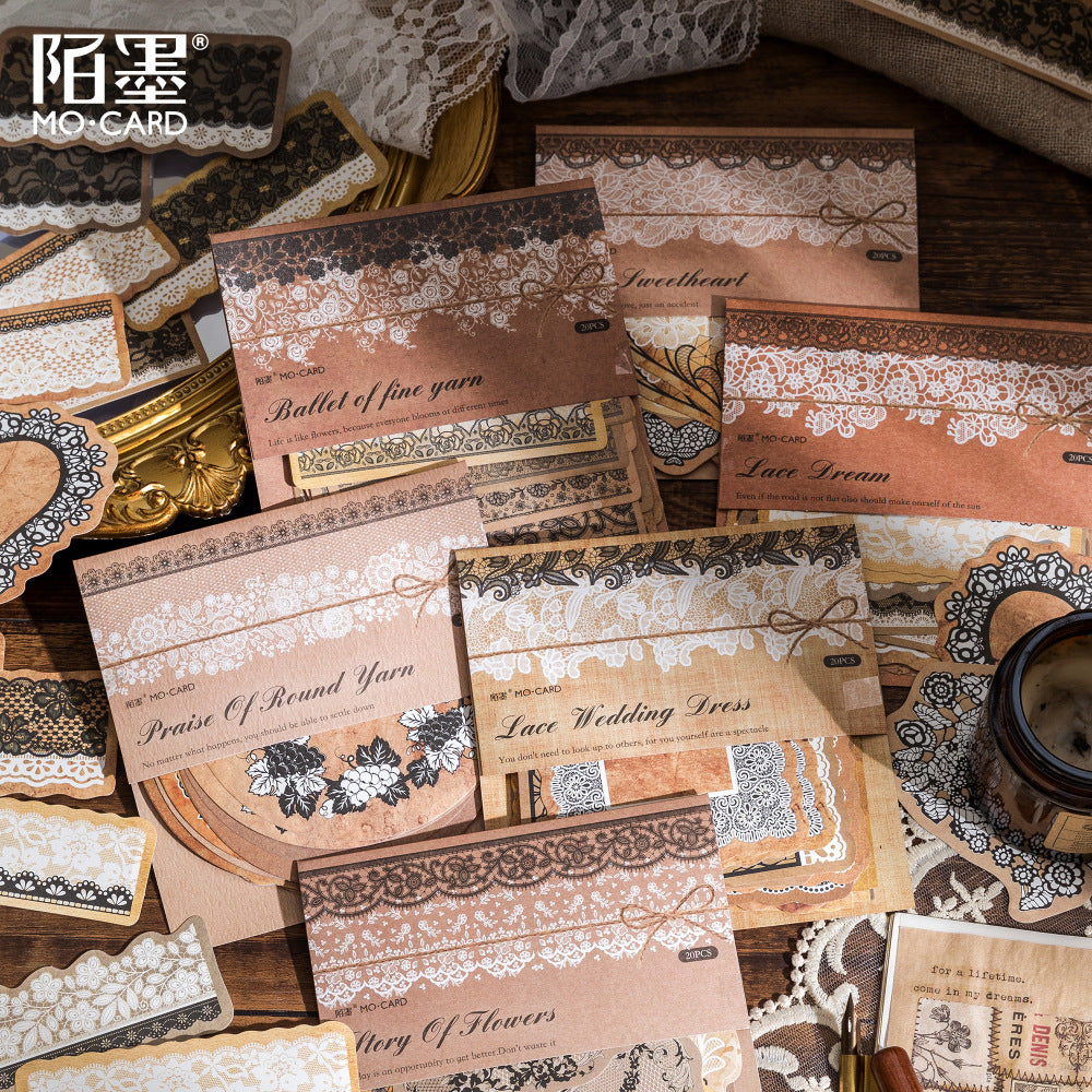 0506 Yellowish Lace Paper Stickers -20Pcs each pack