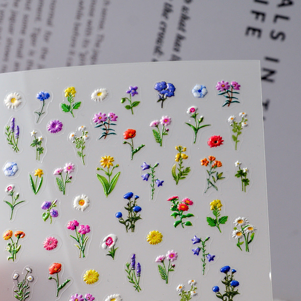 0922 M225- Small flowers Embossed Mini sticker 1 Pcs