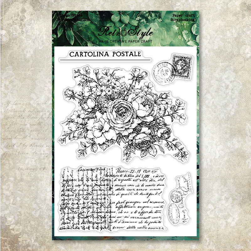 Vintage Postal Postcards background Stamp (15 x 20 cm)