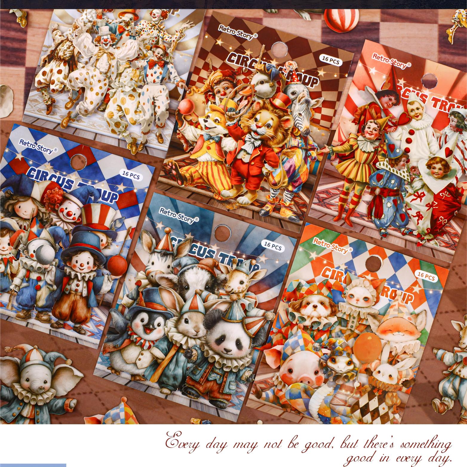Circus card stocksticker -16Pcs each pack
