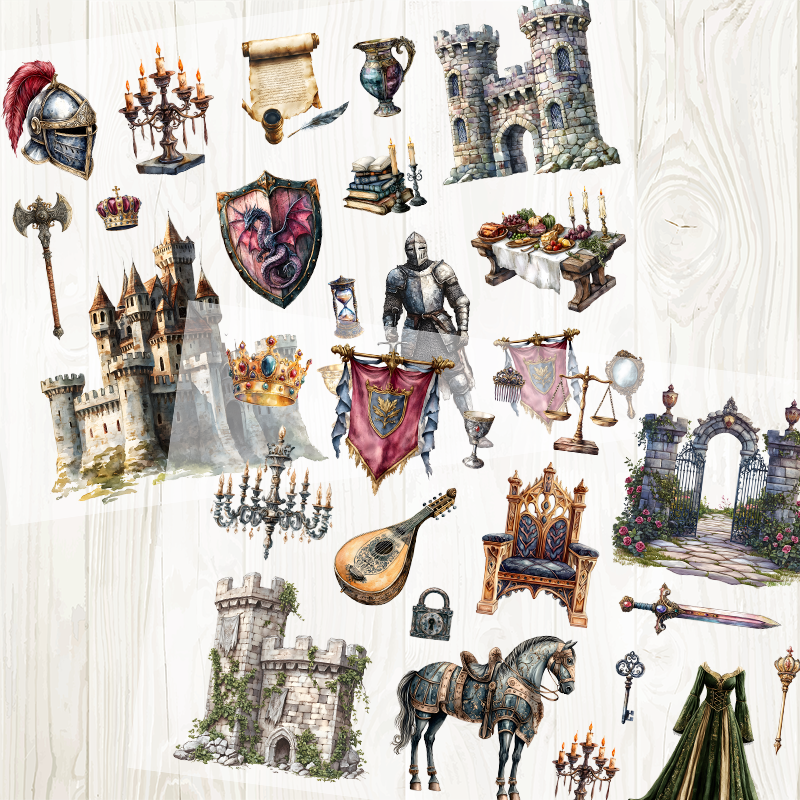 A4 Middle Ages matte PET pre-cut large sticker 1 pack 2 sheets